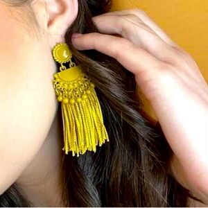 2/$30🌵 Marigold Tassel Fringe Dangle Earrings Statement Boho Vintage Style NEW